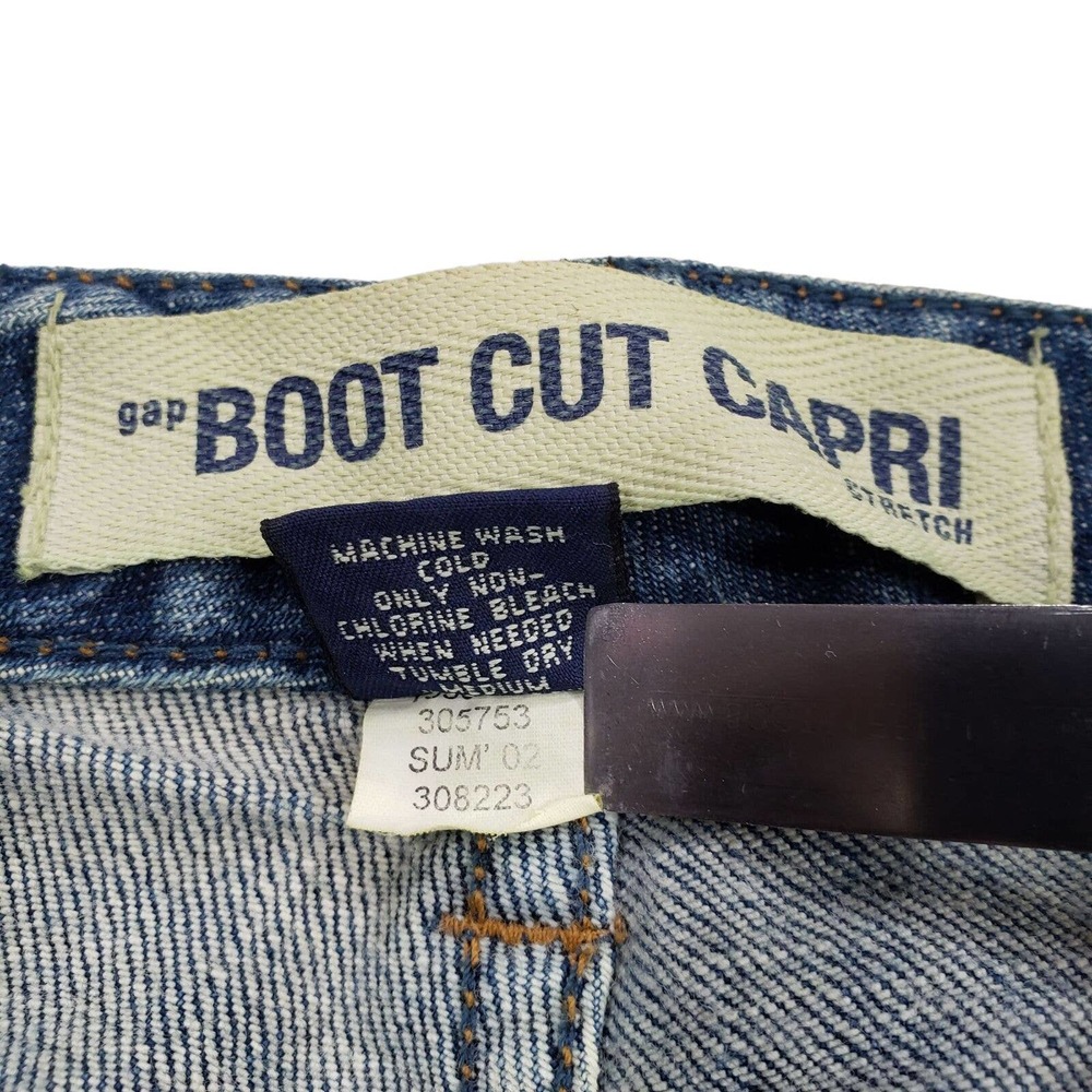 Vtg Gap Boot Cut Capris Jeans 10 Womens Blue Stretch Y2K - Picture 6 of 10